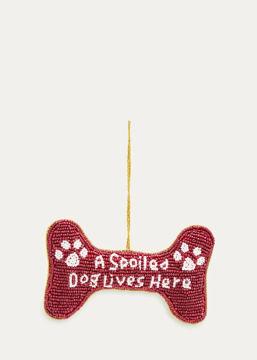 Sudha Pennathur A Spoiled Dog Lives Here Beaded Glass Ornament | Thumbnail 2