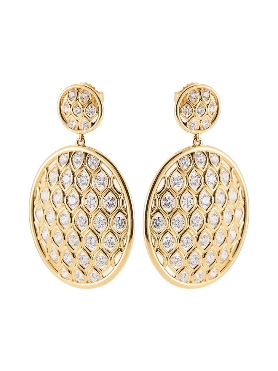 18K Yellow Gold & 3.98 TCW Diamond Oval Drop Earrings 18K Yellow Gold & 3.98 TCW Diamond Oval Drop Earrings