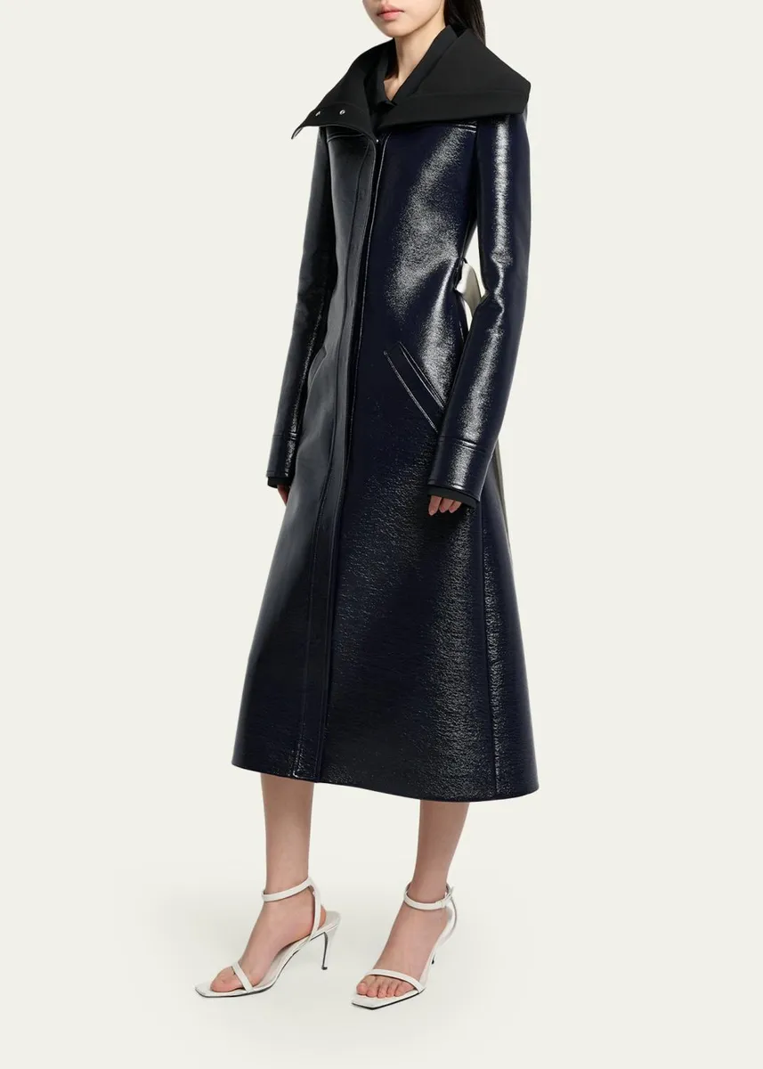Courrèges High-Collar Shiny Vinyl Long Trench Coat | Thumbnail 4 Courrèges High-Collar Shiny Vinyl Long Trench Coat | Thumbnail 4