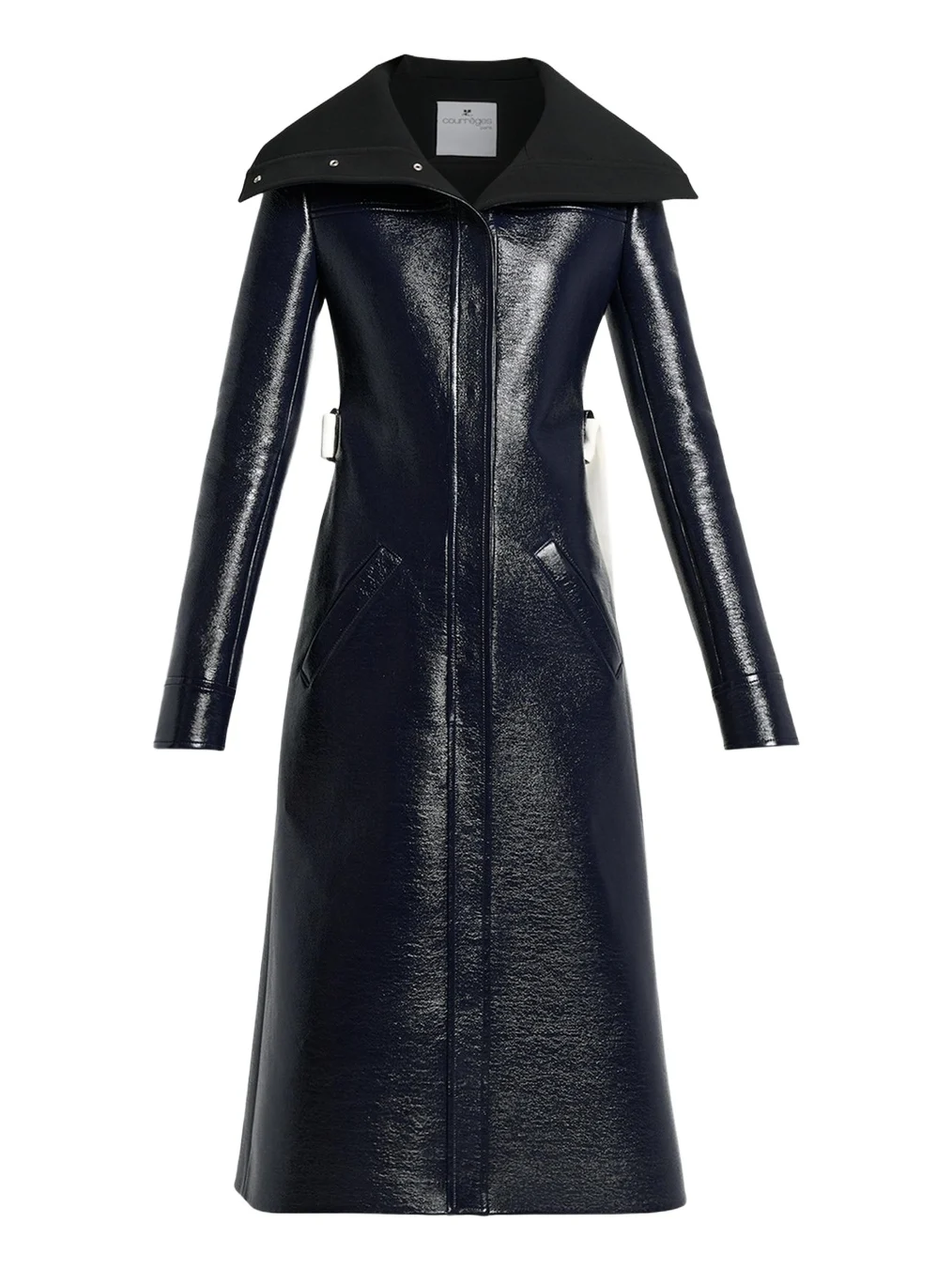 Courrèges High-Collar Shiny Vinyl Long Trench Coat | Thumbnail 1 Courrèges High-Collar Shiny Vinyl Long Trench Coat | Thumbnail 1