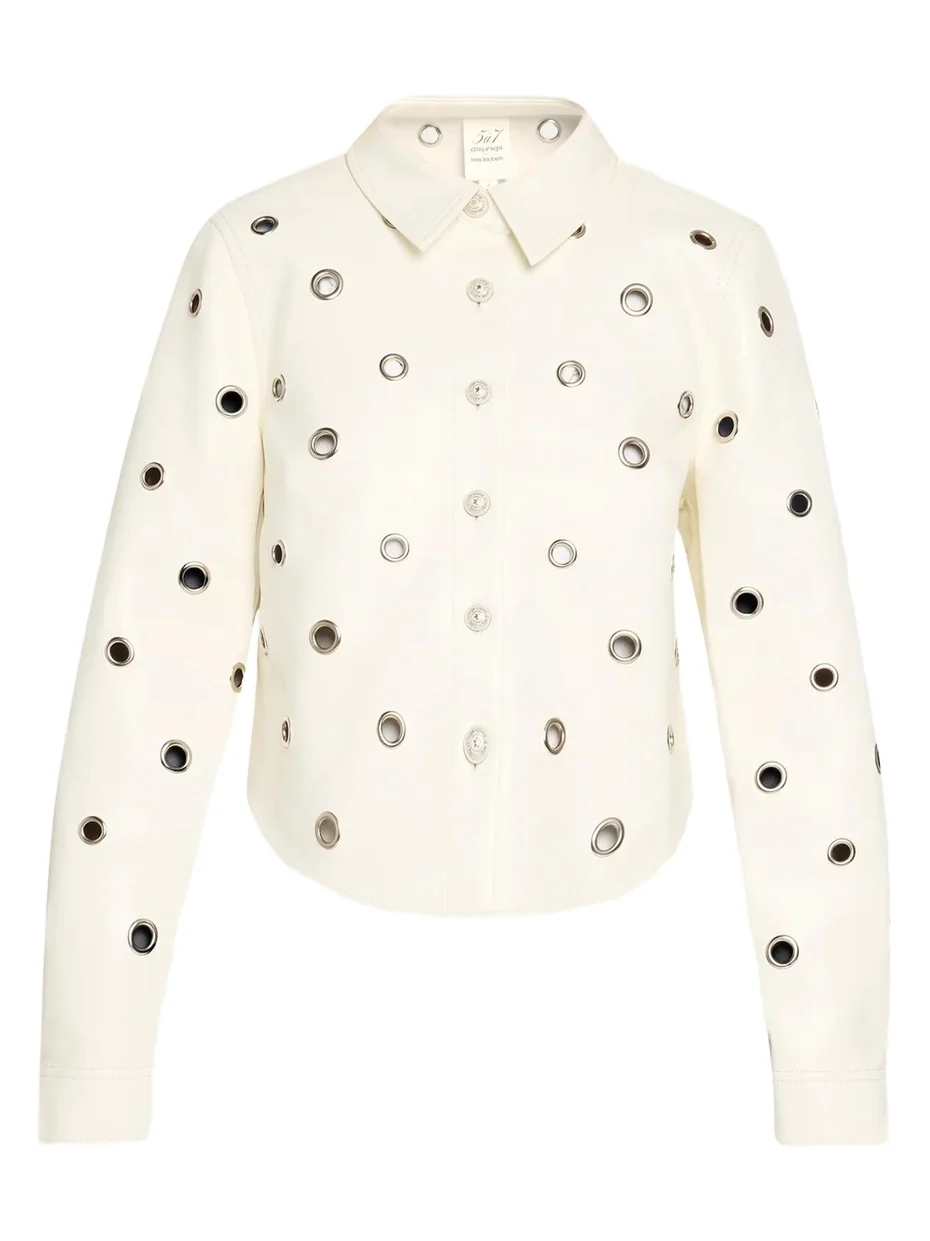 Cinq à Sept Grommet Faux Leather Jacket
