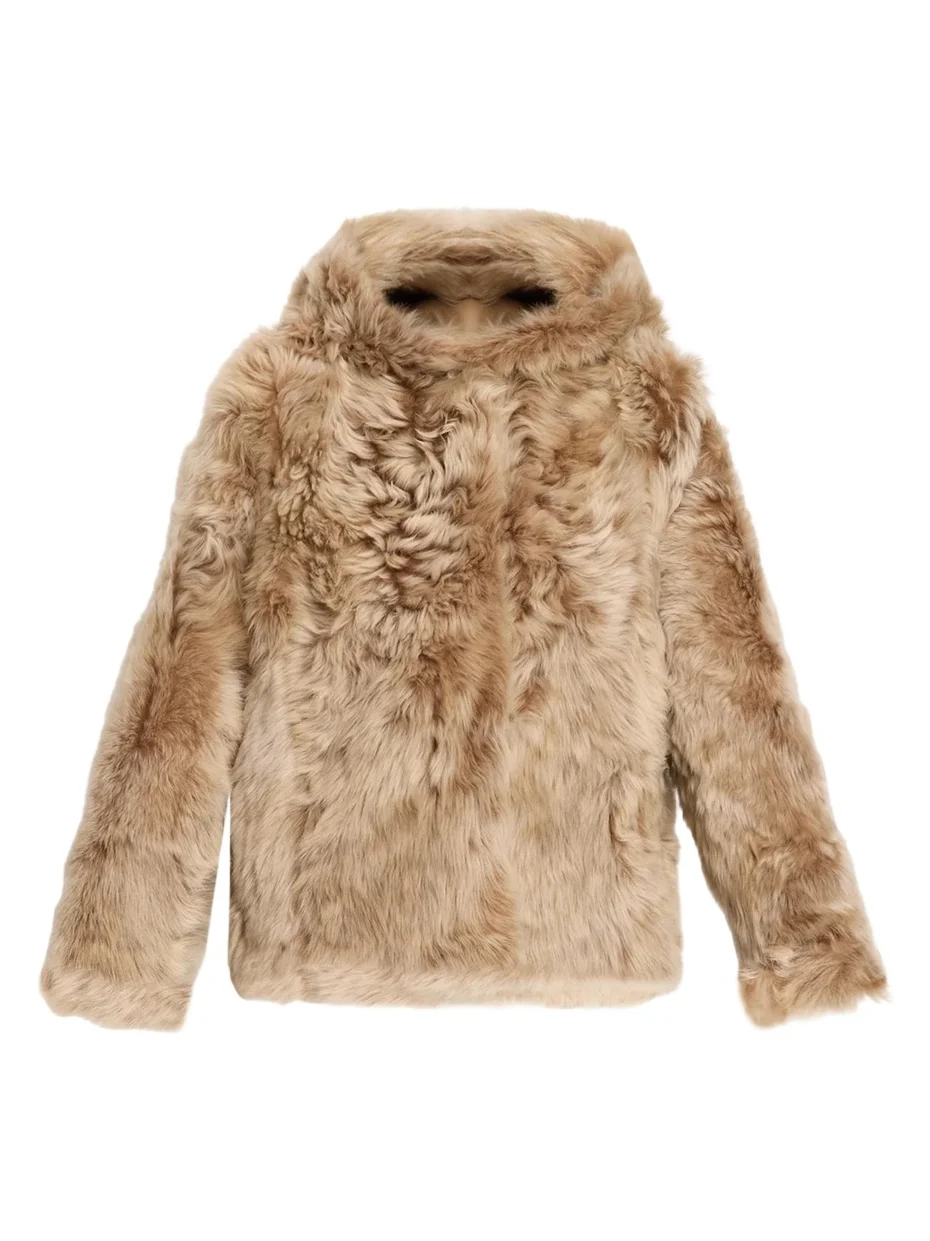 Yves Salomon Lamb Shearling Hooded Jacket