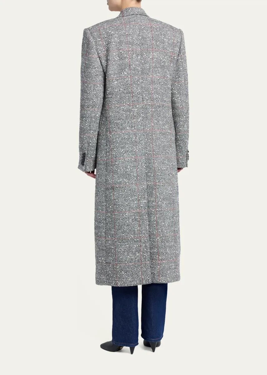 Stella McCartney Double-Breasted Check Boucle Long Coat | Thumbnail 3