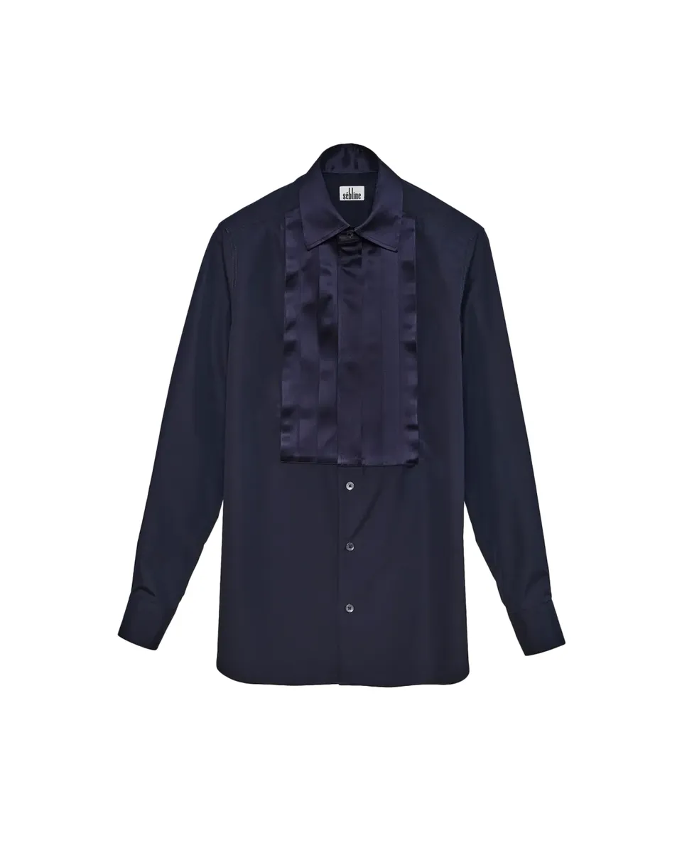SÉBLINE Satin Pleated Cotton-Poplin Smoking Shirt | Thumbnail 2 SÉBLINE Satin Pleated Cotton-Poplin Smoking Shirt | Thumbnail 2