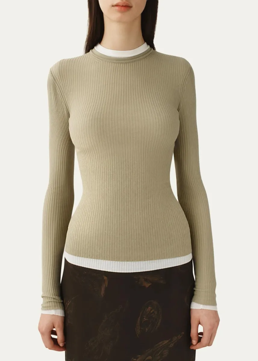Attersee The Still Sheer Fine Merino Wool Rib Crewneck Sweater | Thumbnail 4 Attersee The Still Sheer Fine Merino Wool Rib Crewneck Sweater | Thumbnail 4
