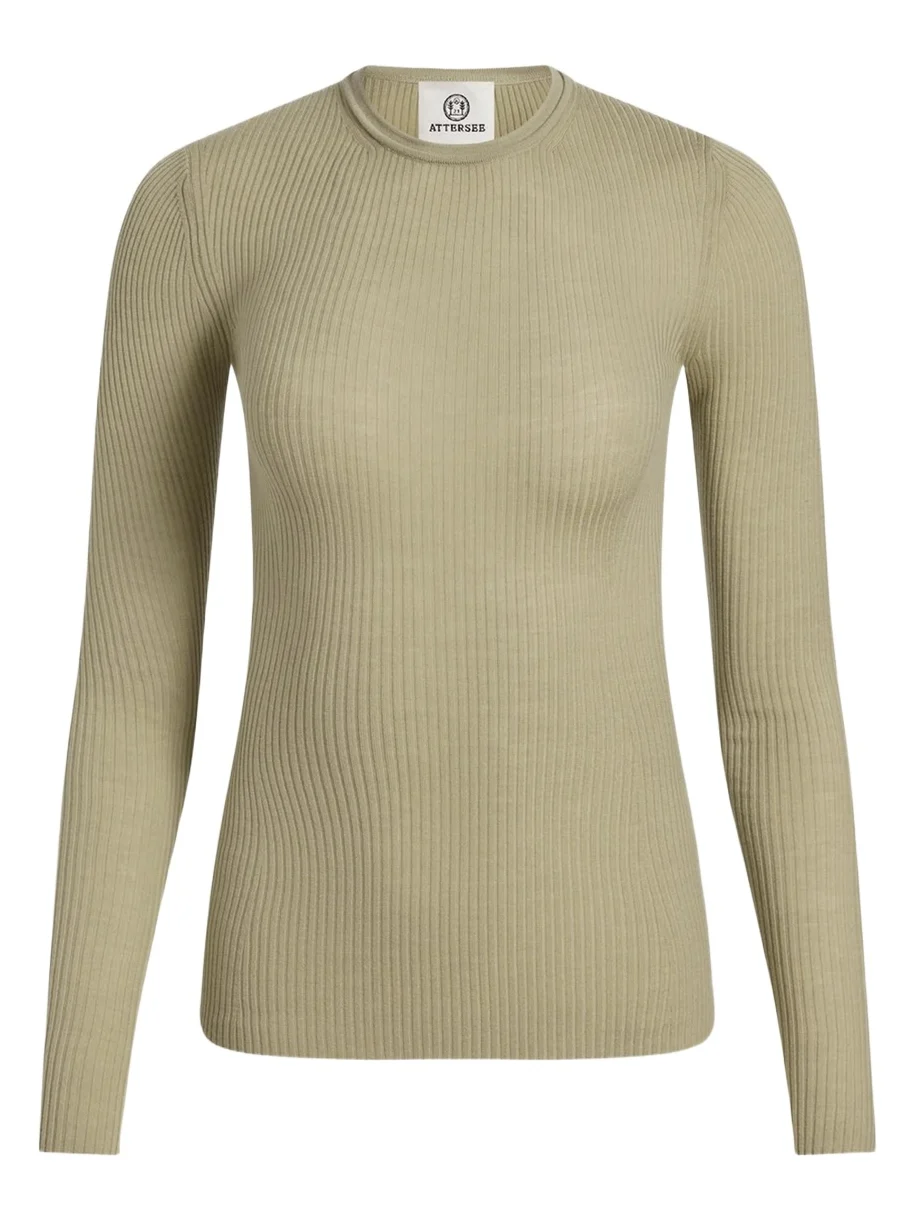 Attersee The Still Sheer Fine Merino Wool Rib Crewneck Sweater