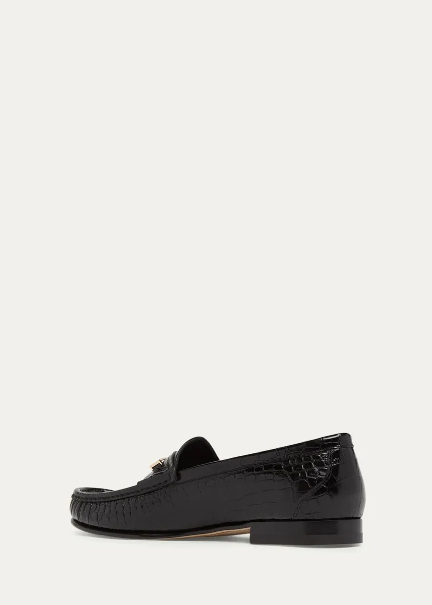 Tom Ford Men's Oscar Croc-Embossed Leather Loafers | Thumbnail 4 Tom Ford Men's Oscar Croc-Embossed Leather Loafers | Thumbnail 4