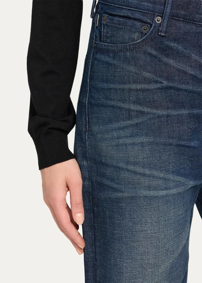 Tom Ford Low-Waist Stonewashed Denim Straight-Leg Boyfriend Pants | Thumbnail 5
