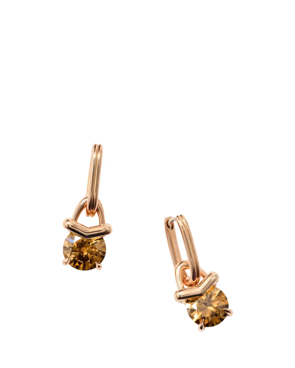 NAK ARMSTRONG 20K Yellow Gold Chevron Huggie Earrings with Brown zircon | Thumbnail 2 NAK ARMSTRONG 20K Yellow Gold Chevron Huggie Earrings with Brown zircon | Thumbnail 2
