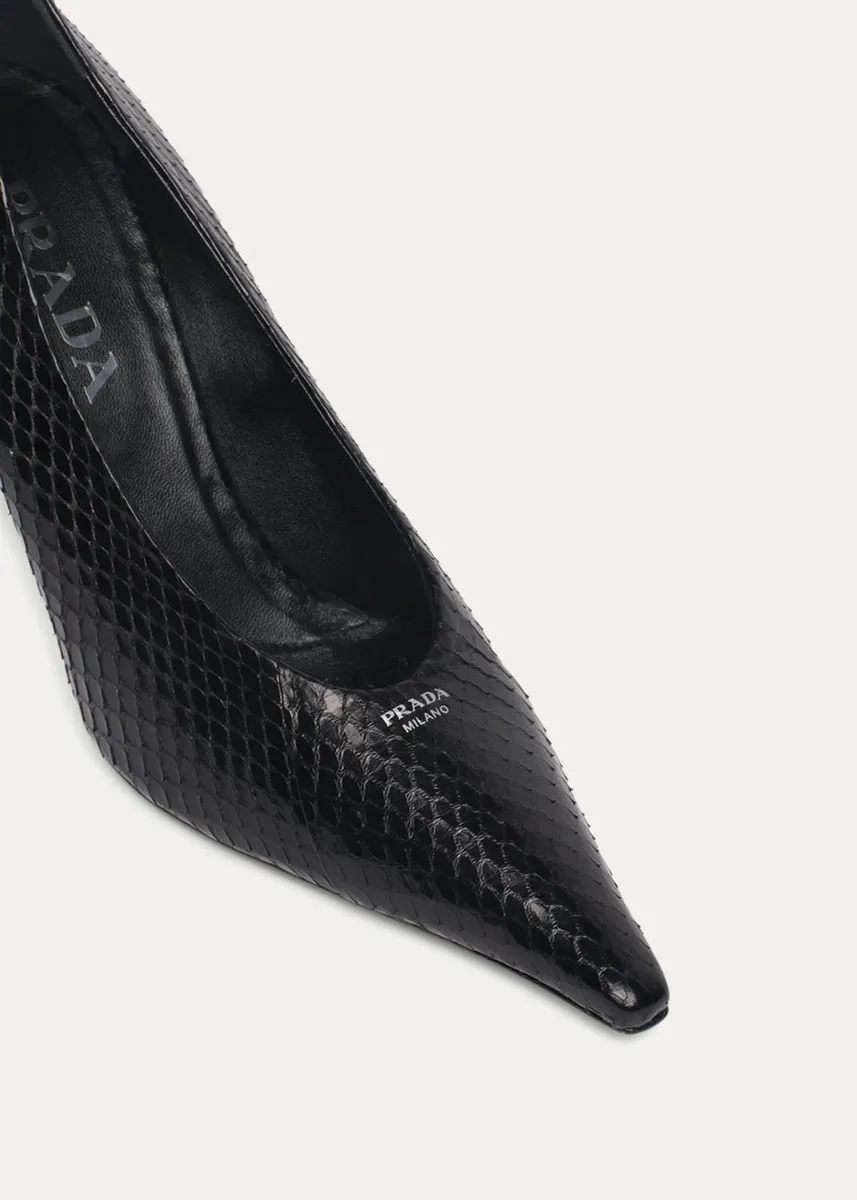 Prada 90MM Snake-Embossed Leather Pumps | Thumbnail 3