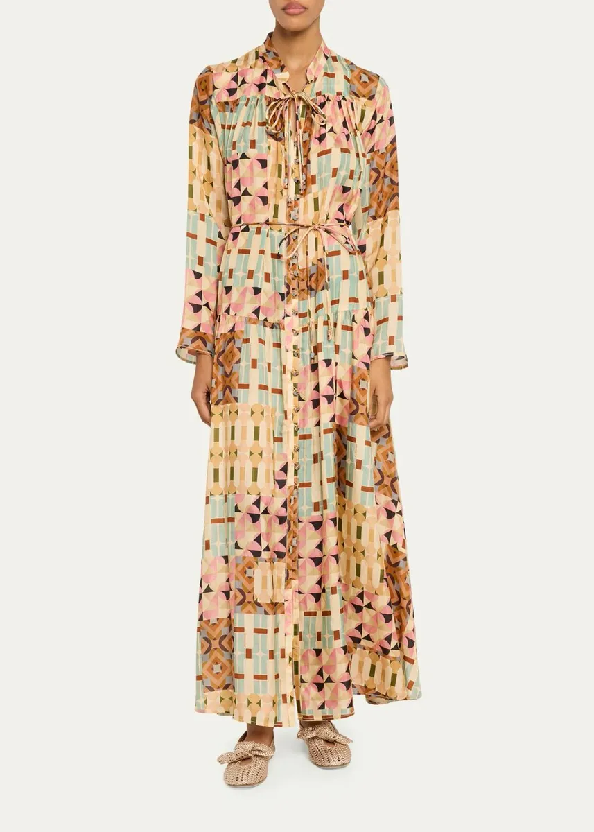 Zimmermann Fairlight Patchwork Silk A-Line Maxi Dress | Thumbnail 2