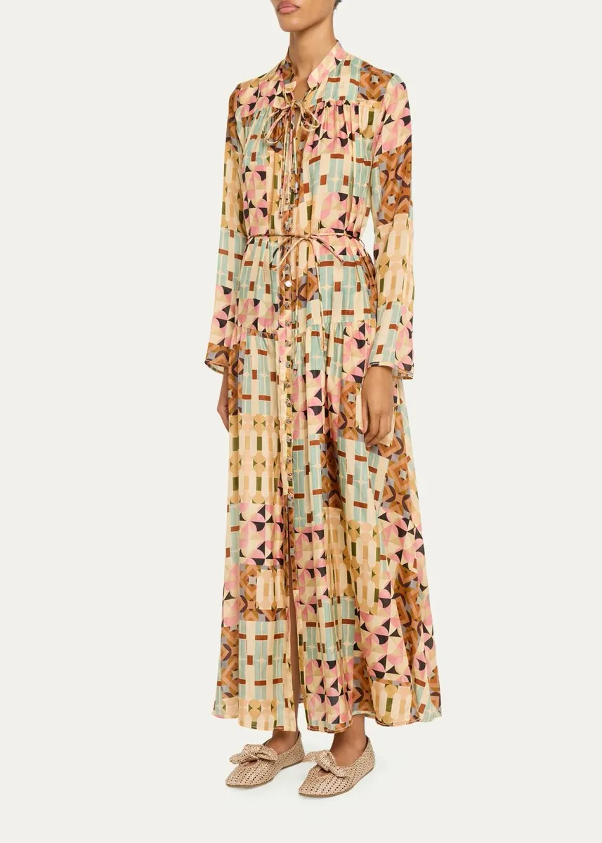 Zimmermann Fairlight Patchwork Silk A-Line Maxi Dress | Thumbnail 4