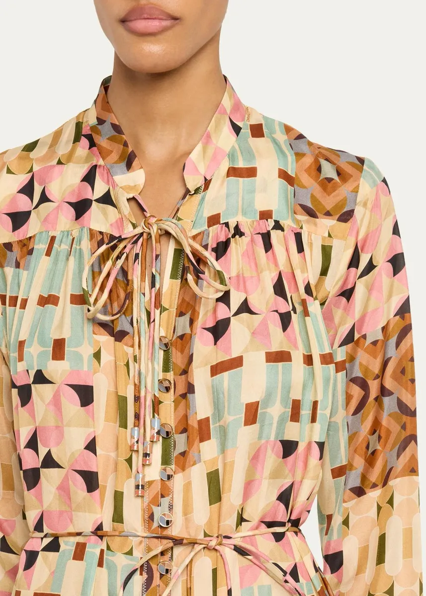 Zimmermann Fairlight Patchwork Silk A-Line Maxi Dress | Thumbnail 5