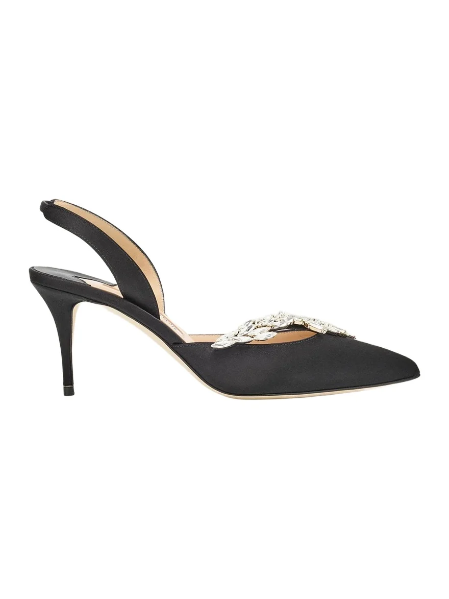 Manolo Blahnik 70mm Nadirasli Embellished Satin Slingback Pumps
