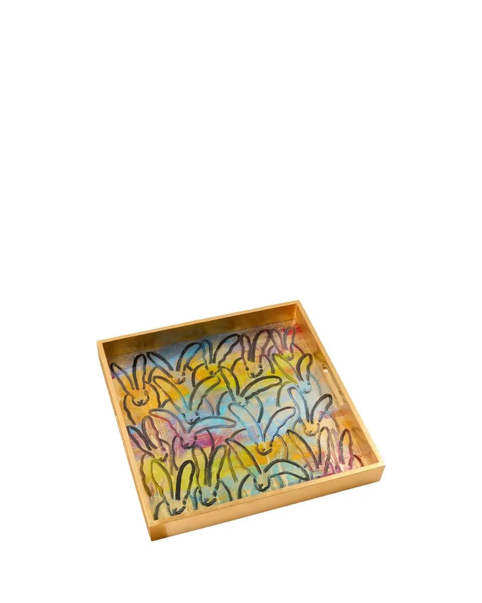 Hunt Slonem Glam Bunny Gold Leaf Serving Tray | Thumbnail 2