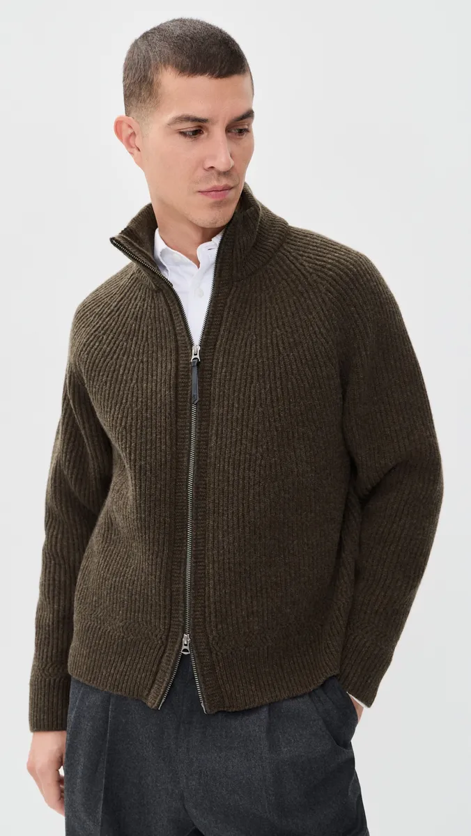 Knickerbocker Cabin Rib Zip Lambswool Sweater | Thumbnail 2
