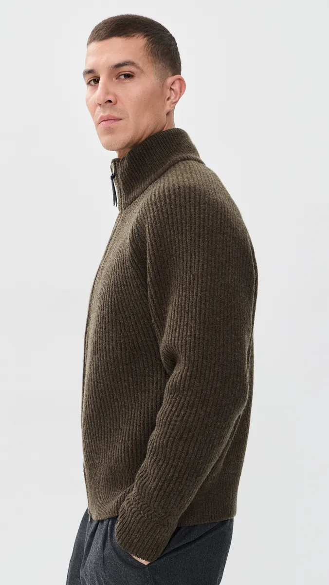 Knickerbocker Cabin Rib Zip Lambswool Sweater | Thumbnail 4
