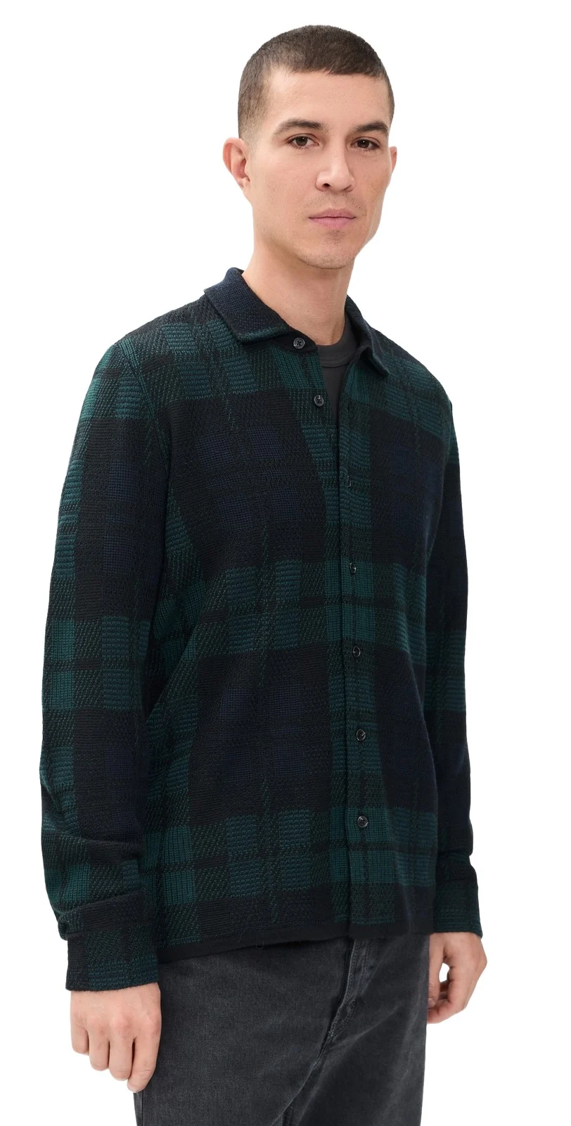 rag & bone Knit Plaid Dalton Full Button Sweater