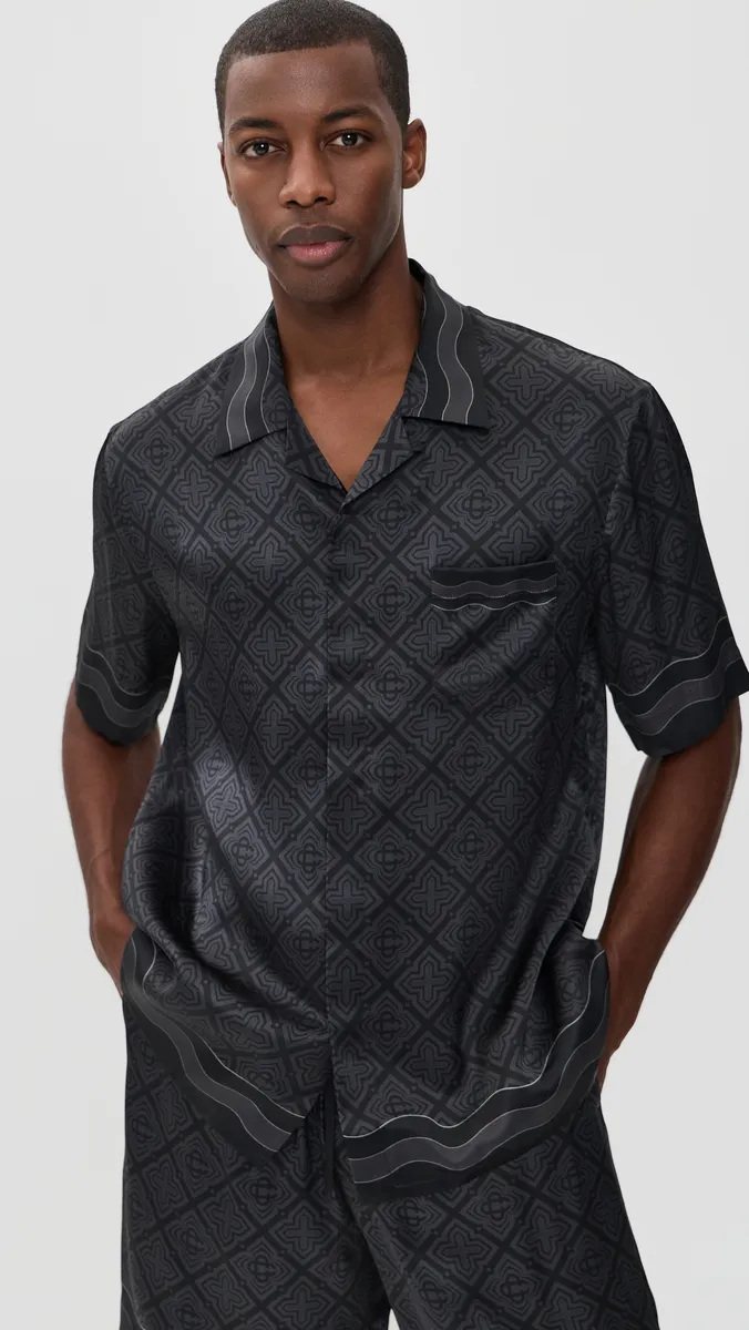 Casablanca Monogram Silk Cuban Collar Shirt | Thumbnail 2 Casablanca Monogram Silk Cuban Collar Shirt | Thumbnail 2