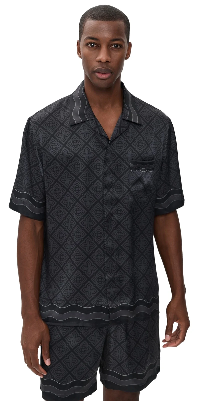 Casablanca Monogram Silk Cuban Collar Shirt