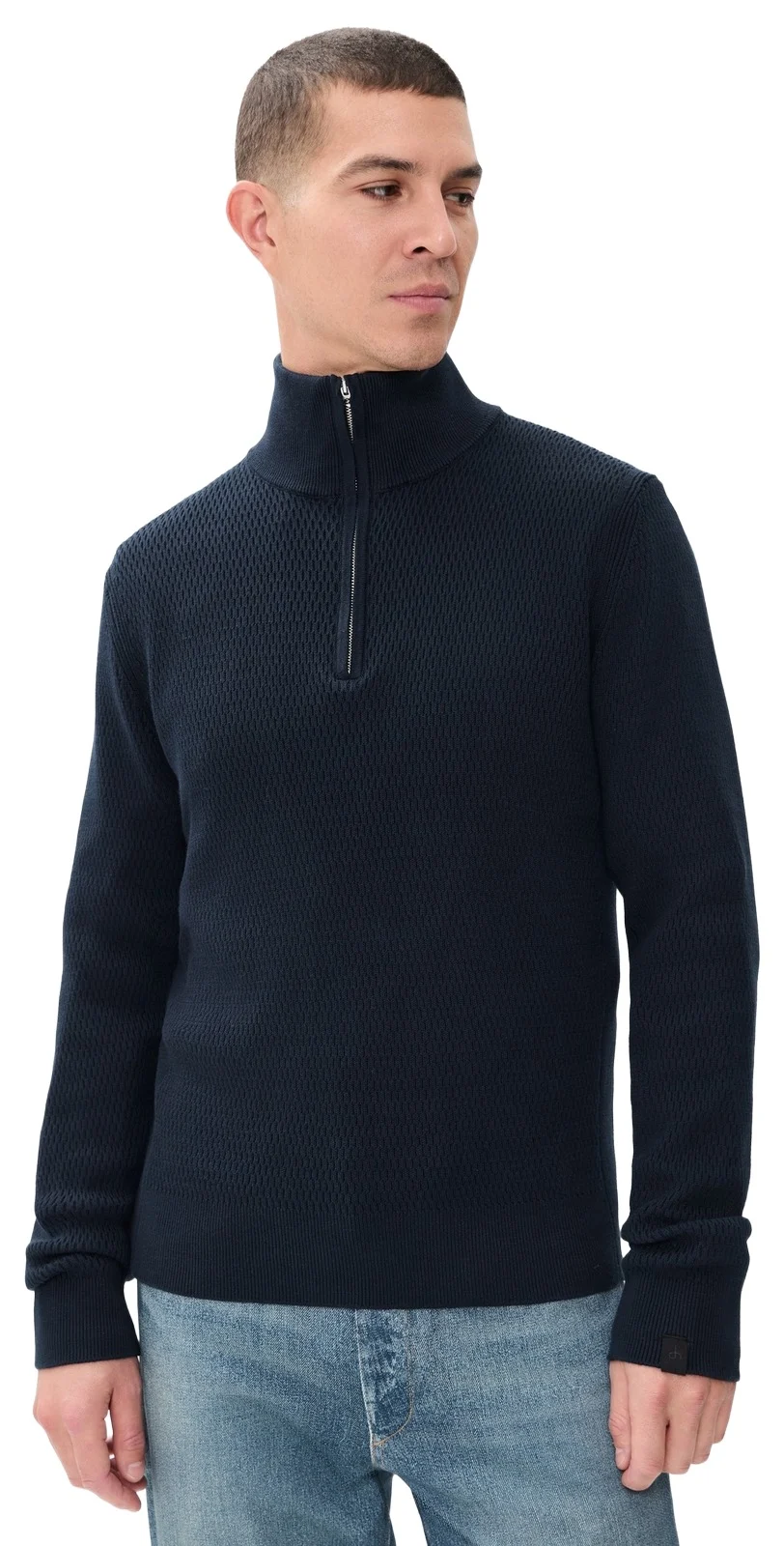 rag & bone Danton Waffle Quarter Zip Sweater