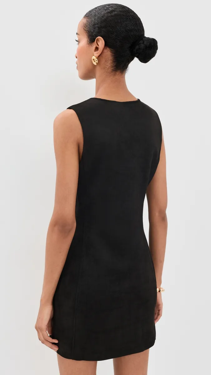 endless rose Faux Suede Round Neck Buttoned Mini Dress | Thumbnail 3