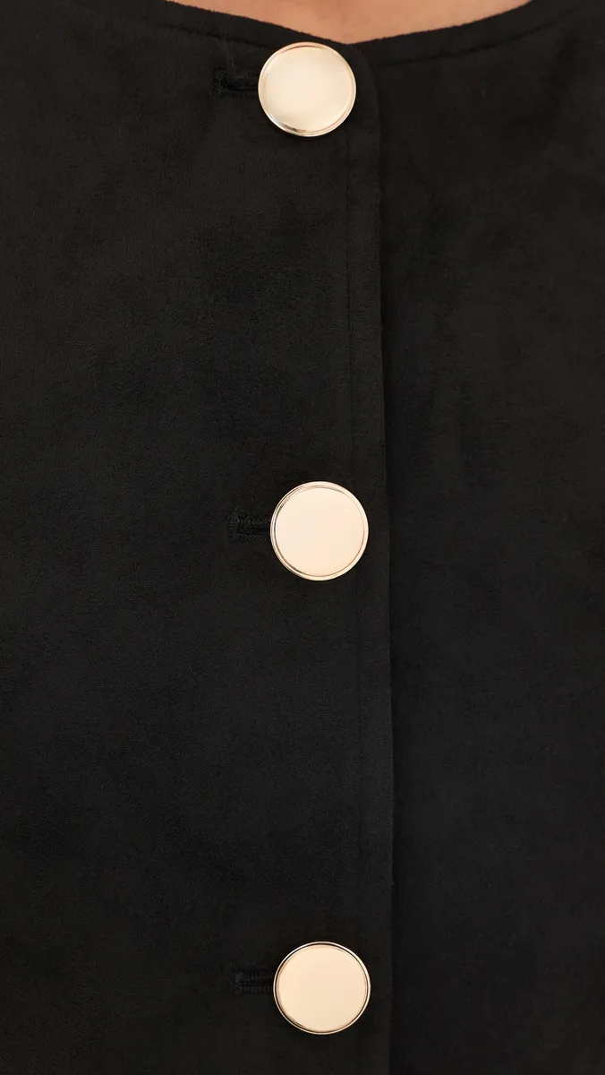 endless rose Faux Suede Round Neck Buttoned Mini Dress | Thumbnail 6