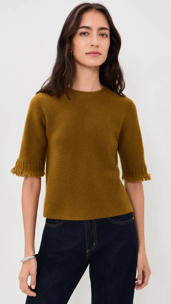 White + Warren Cashmere Blend Fringe Tee | Thumbnail 2 White + Warren Cashmere Blend Fringe Tee | Thumbnail 2