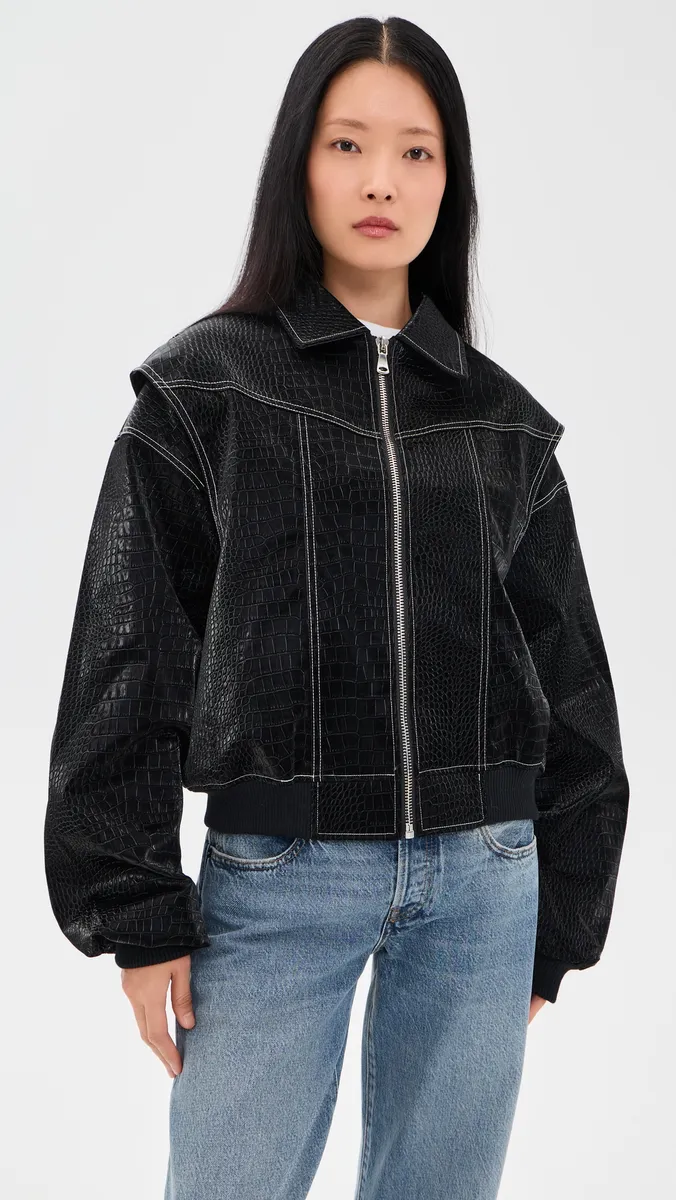 LIONESS Vista Faux Leather Bomber Jacket | Thumbnail 2 LIONESS Vista Faux Leather Bomber Jacket | Thumbnail 2