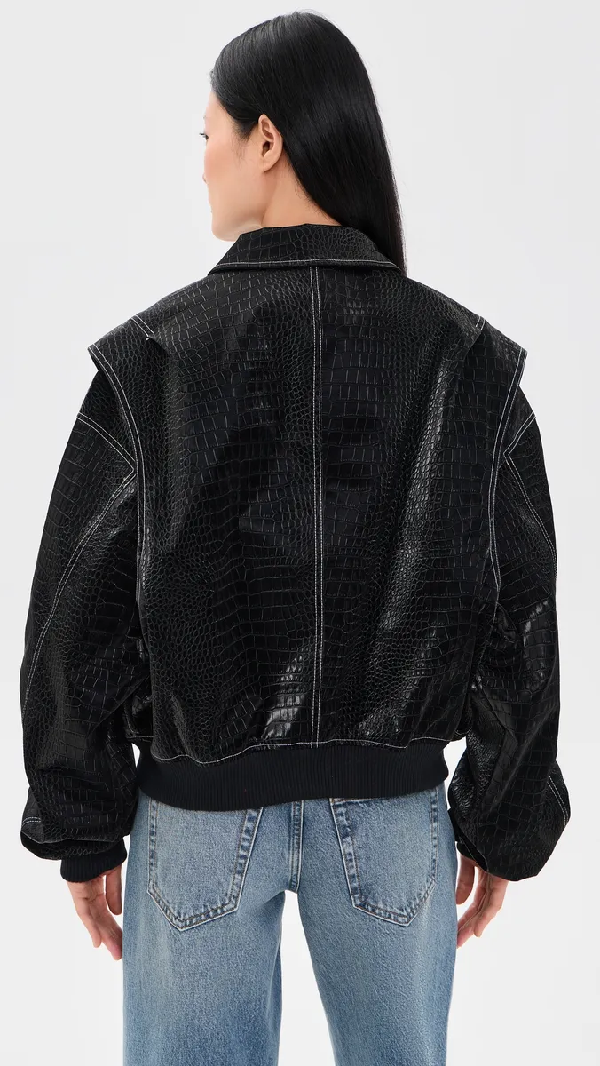 LIONESS Vista Faux Leather Bomber Jacket | Thumbnail 3 LIONESS Vista Faux Leather Bomber Jacket | Thumbnail 3