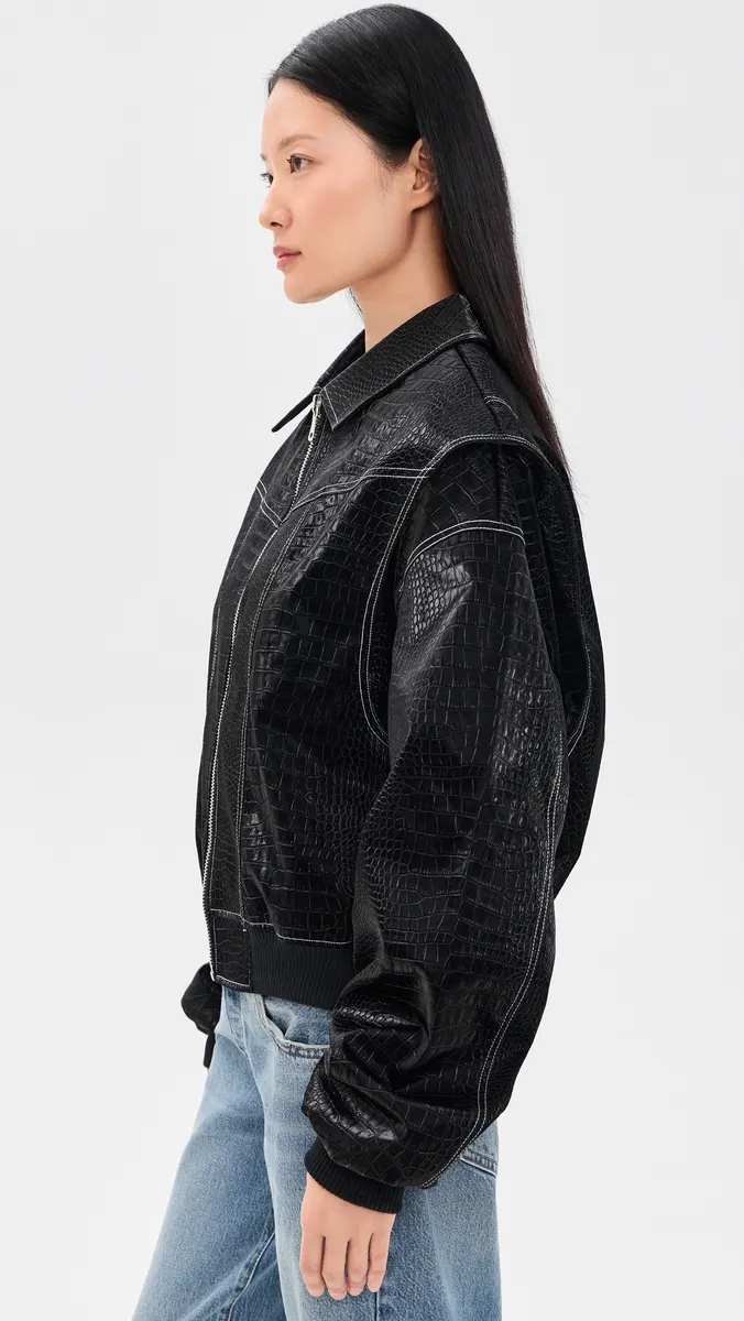 LIONESS Vista Faux Leather Bomber Jacket | Thumbnail 4 LIONESS Vista Faux Leather Bomber Jacket | Thumbnail 4