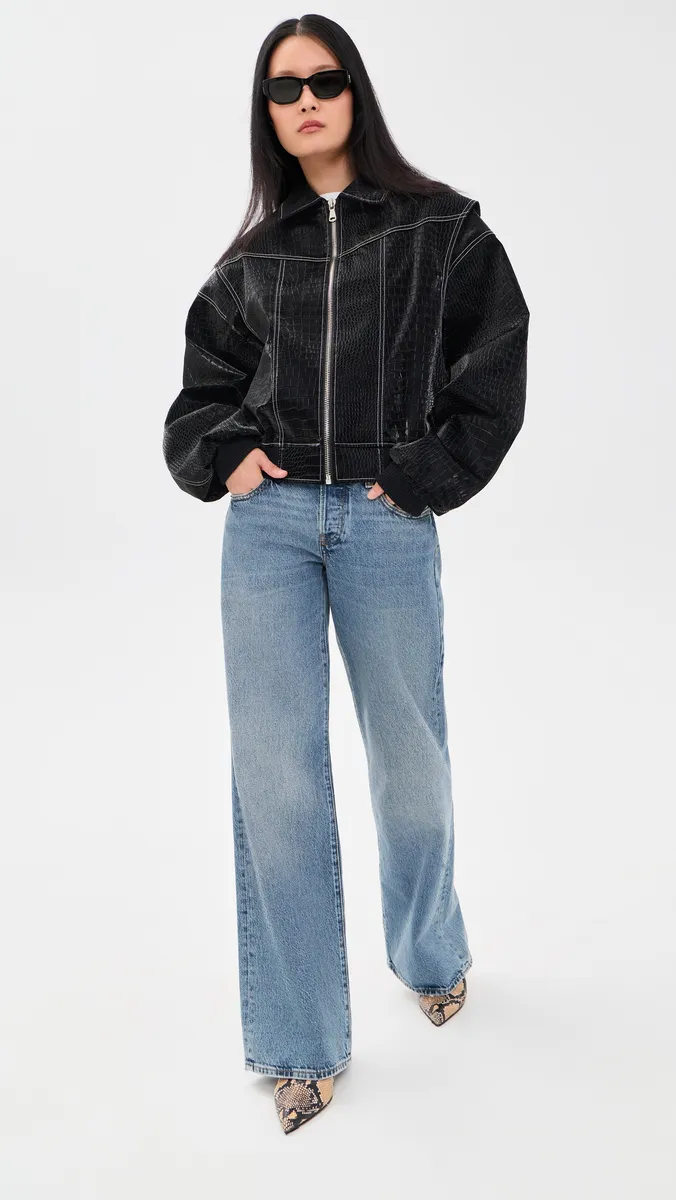 LIONESS Vista Faux Leather Bomber Jacket | Thumbnail 5 LIONESS Vista Faux Leather Bomber Jacket | Thumbnail 5