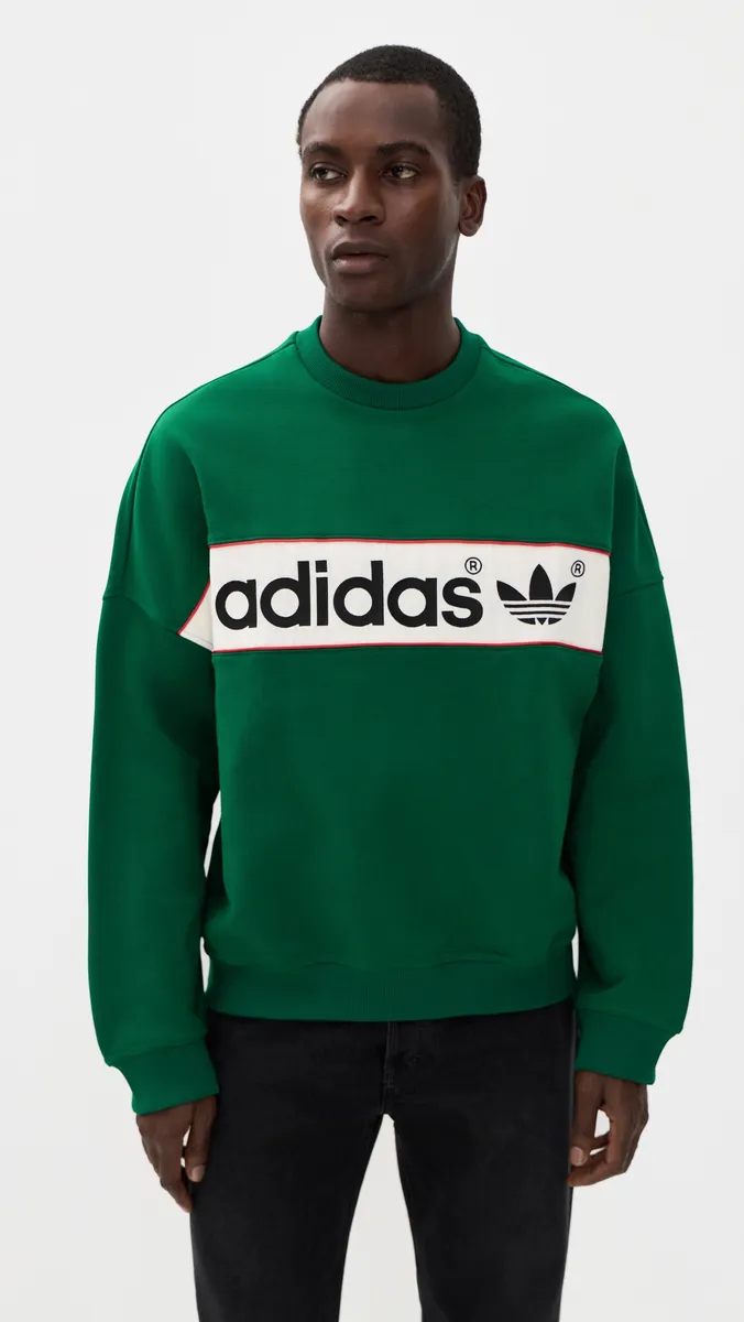 Adidas Blocked Signature Crew Neck Sweatshirt | Thumbnail 2 Adidas Blocked Signature Crew Neck Sweatshirt | Thumbnail 2