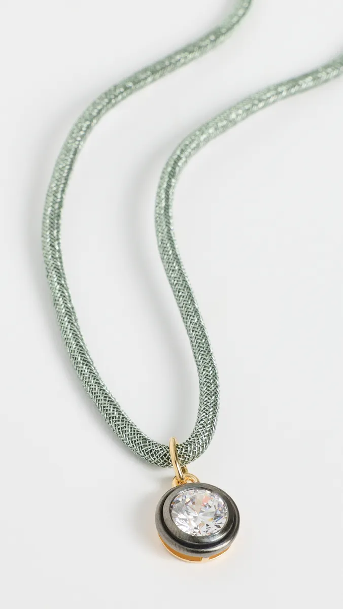 HART Rhodium Bezel Green Sparkle Cord Necklace | Thumbnail 2