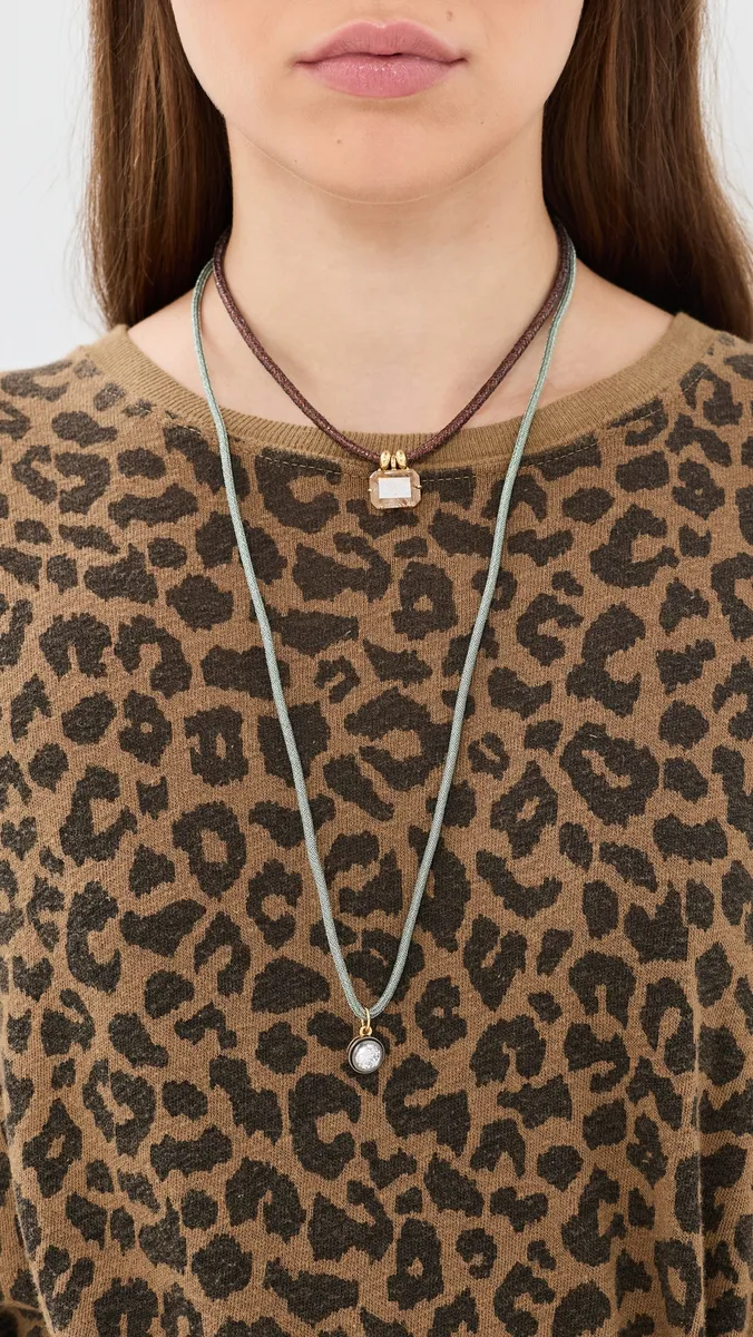 HART Rhodium Bezel Green Sparkle Cord Necklace | Thumbnail 3
