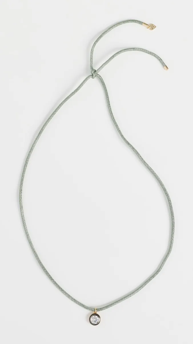 HART Rhodium Bezel Green Sparkle Cord Necklace | Thumbnail 4