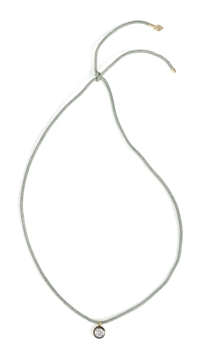 HART Rhodium Bezel Green Sparkle Cord Necklace | Thumbnail 6