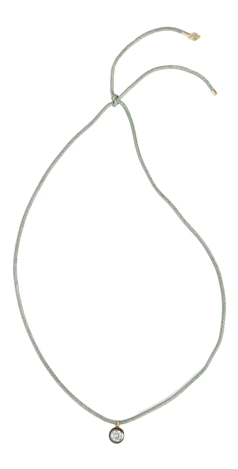 HART Rhodium Bezel Green Sparkle Cord Necklace