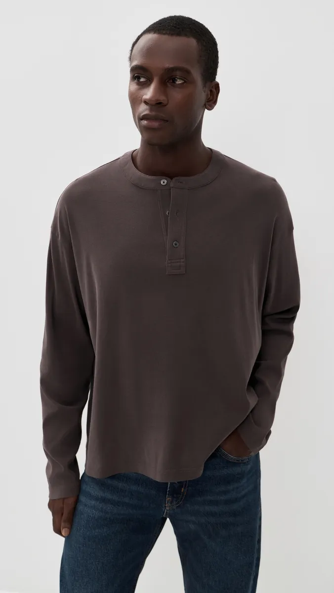 Frame Long Sleeve Henley Shirt | Thumbnail 2 Frame Long Sleeve Henley Shirt | Thumbnail 2