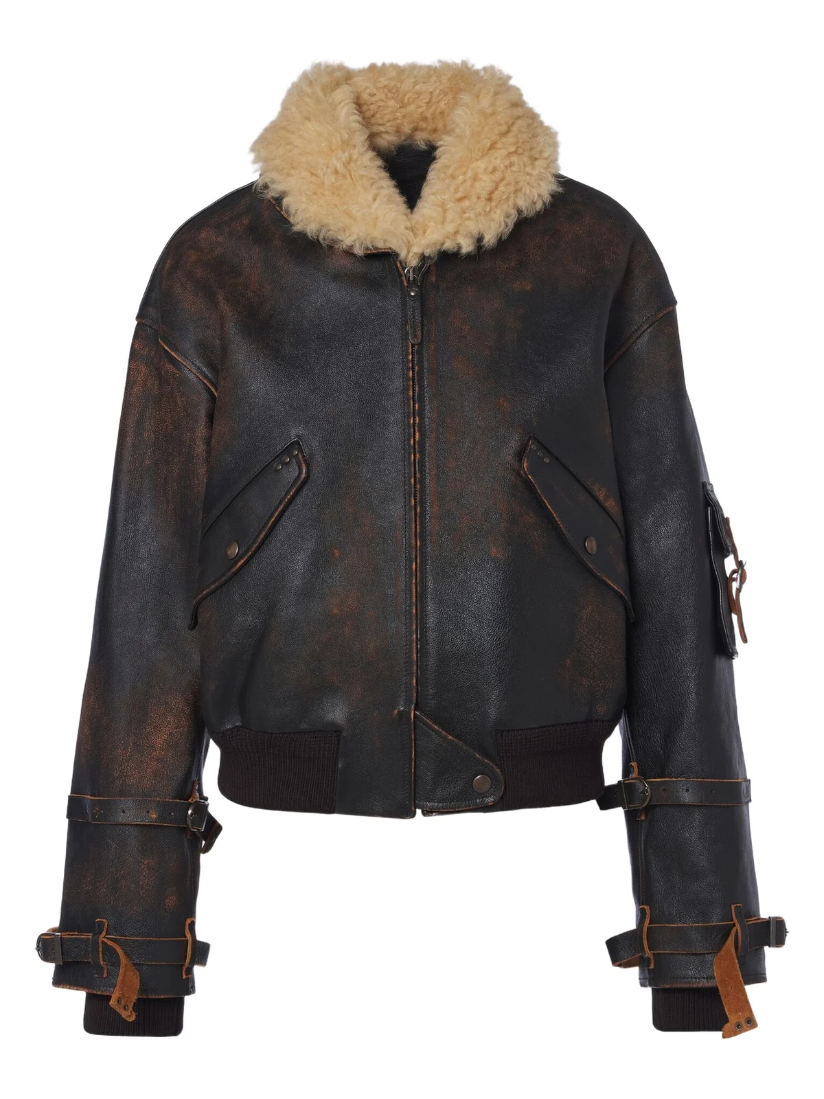 Lianne shearling-trimmed leather jacket Lianne shearling-trimmed leather jacket