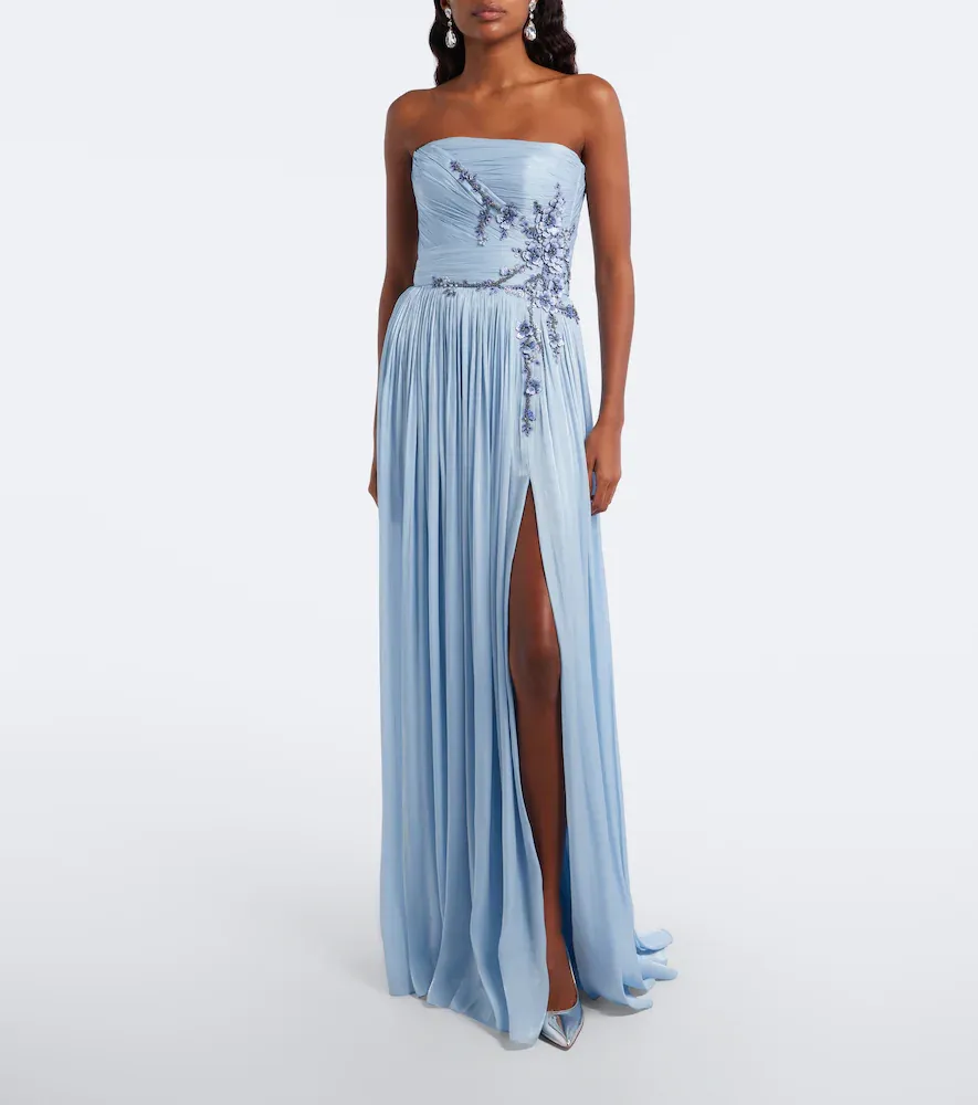 Costarellos Lenina Lurex georgette bustier gown | Thumbnail 4