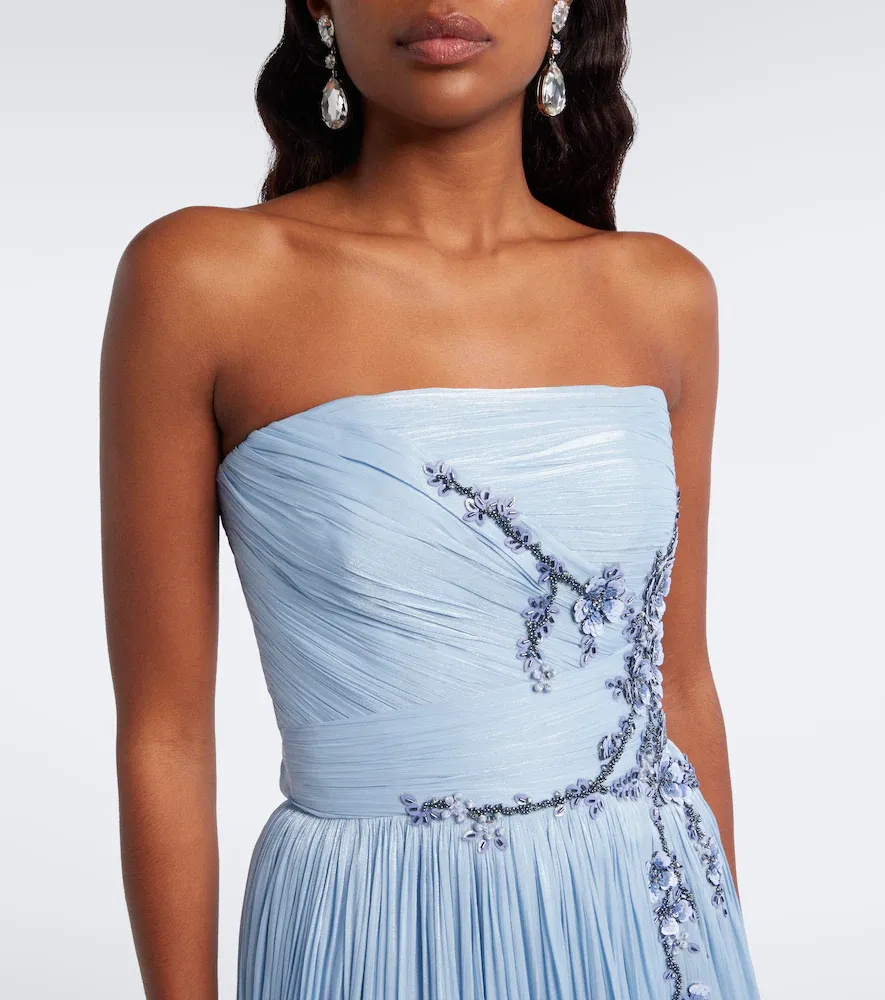 Costarellos Lenina Lurex georgette bustier gown | Thumbnail 5