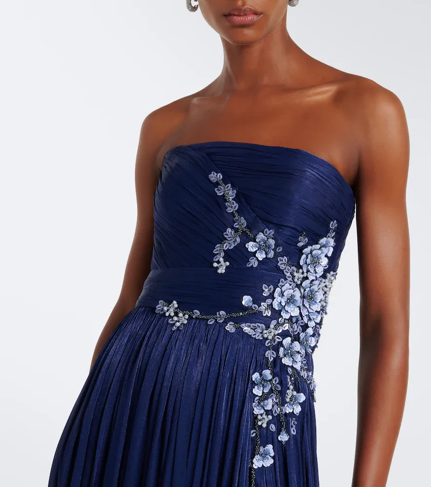 Costarellos Lenina Lurex georgette bustier gown | Thumbnail 3