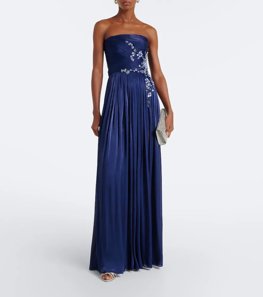 Costarellos Lenina Lurex georgette bustier gown | Thumbnail 5
