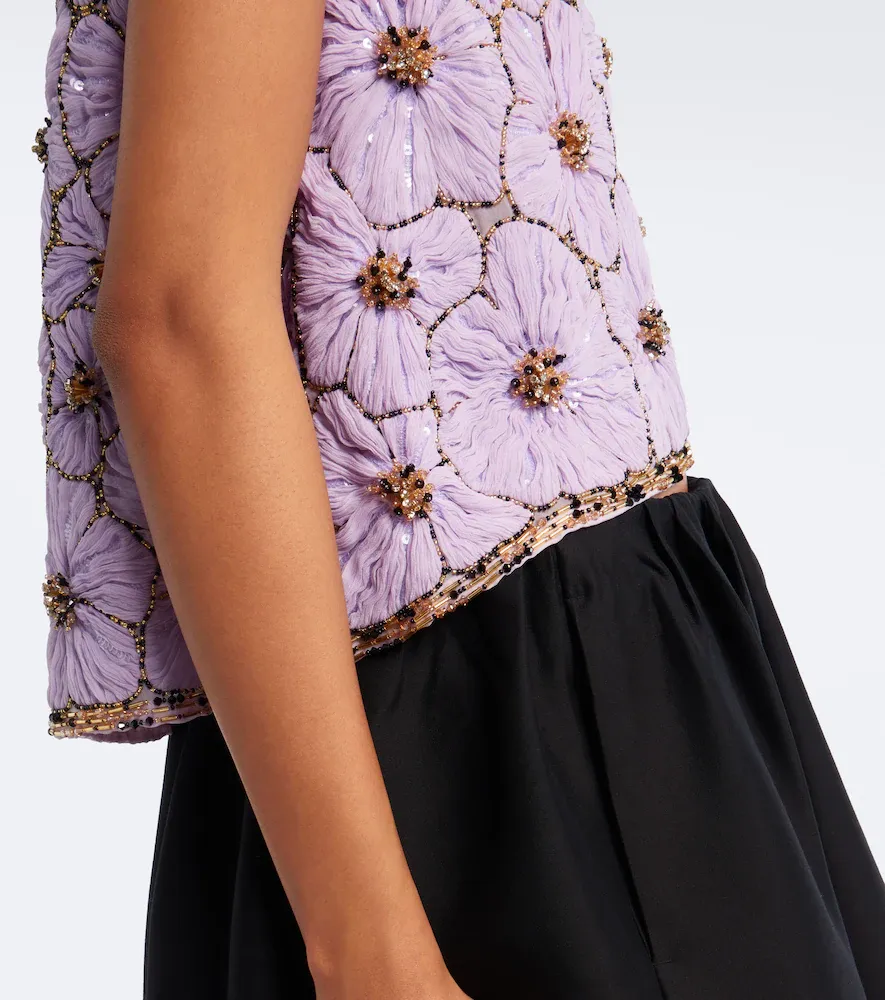 La DoubleJ Scala embellished floral chiffon top | Thumbnail 4 La DoubleJ Scala embellished floral chiffon top | Thumbnail 4