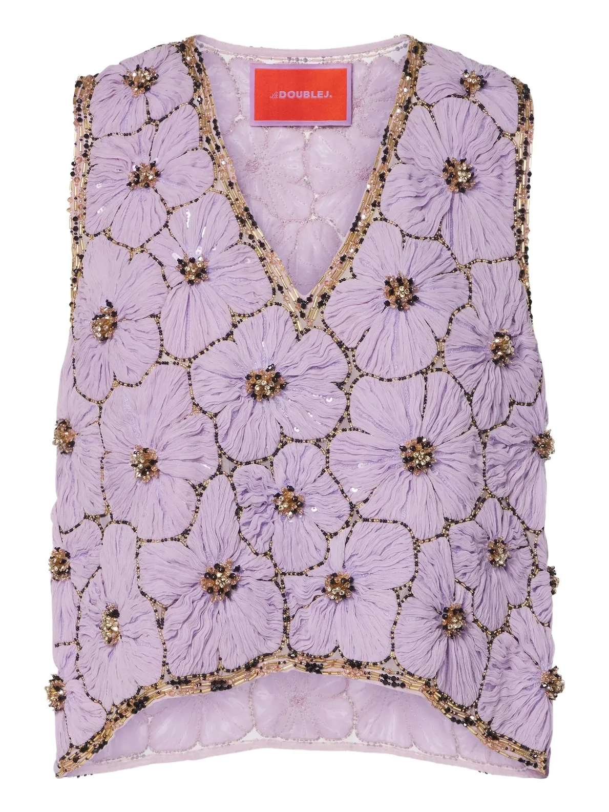 La DoubleJ Scala embellished floral chiffon top