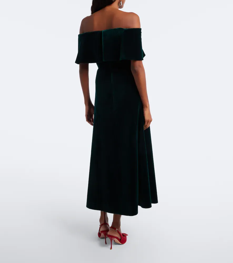 Emilia Wickstead Off-shoulder cotton velvet midi dress | Thumbnail 3 Emilia Wickstead Off-shoulder cotton velvet midi dress | Thumbnail 3