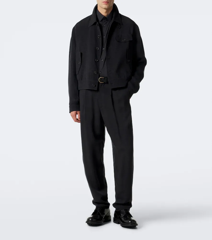 Giorgio Armani Pleated jacquard straight pants | Thumbnail 3 Giorgio Armani Pleated jacquard straight pants | Thumbnail 3