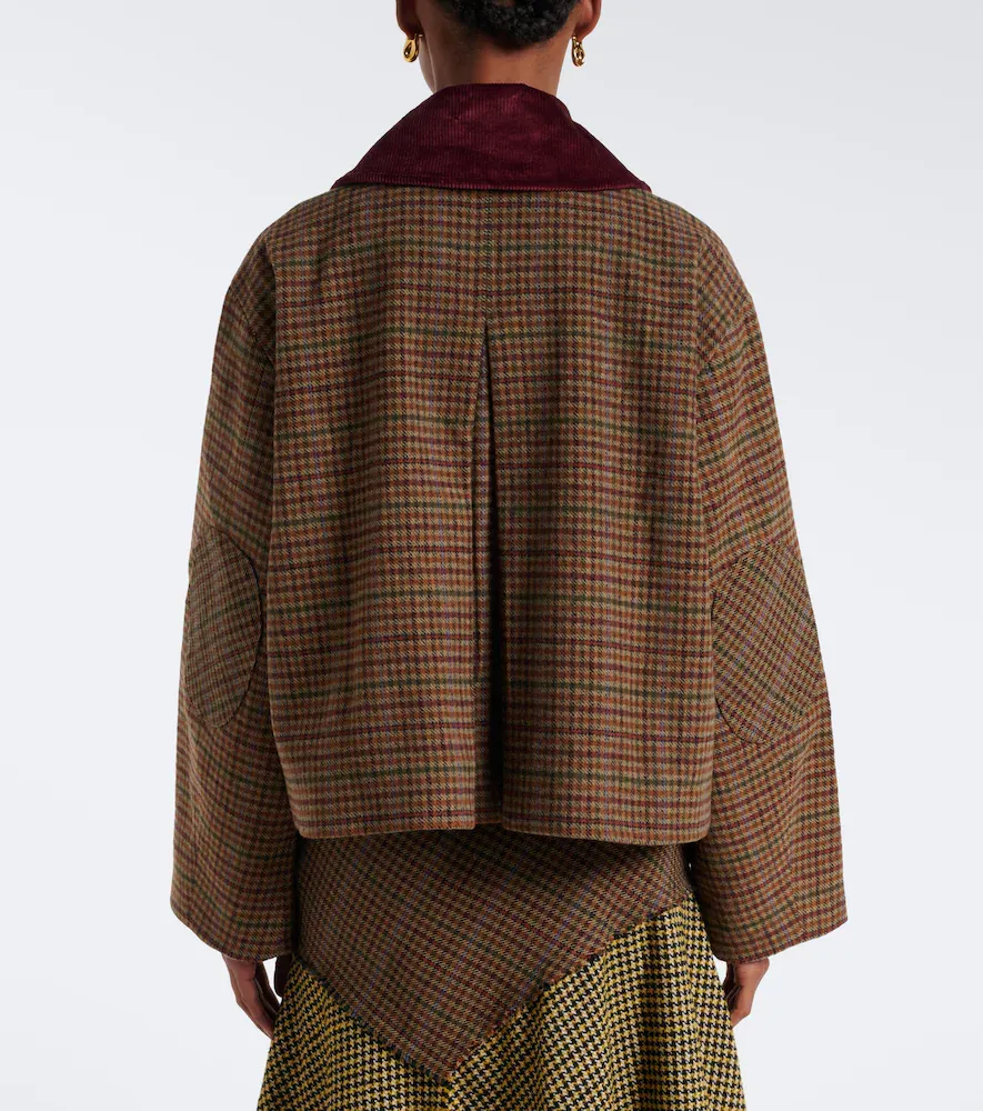 Ganni Checked wool-blend twill jacket | Thumbnail 2 Ganni Checked wool-blend twill jacket | Thumbnail 2