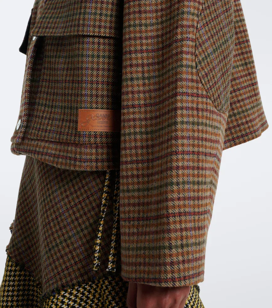 Ganni Checked wool-blend twill jacket | Thumbnail 3 Ganni Checked wool-blend twill jacket | Thumbnail 3